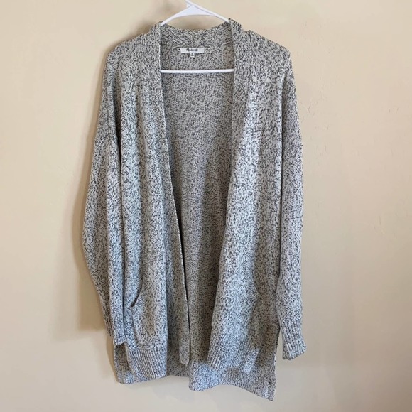 Madewell Black And White Knit Open Front Cardigan with Pockets Size: M - Picture 1 of 6